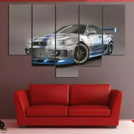 3. Снимка на Декоративно пано - картина за стена от 5 части - Nissan Skyl