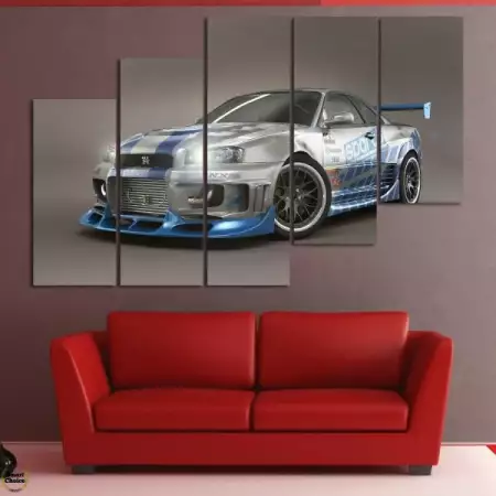 5. Снимка на Декоративно пано - картина за стена от 5 части - Nissan Skyl