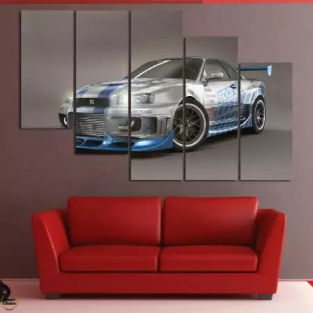4. Снимка на Декоративно пано - картина за стена от 5 части - Nissan Skyl