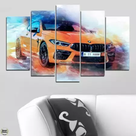 1. Снимка на Декоративно пано за стена от 5 части - BMW M4 Абстракт - HD - 