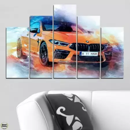 2. Снимка на Декоративно пано за стена от 5 части - BMW M4 Абстракт - HD - 
