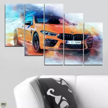 4. Снимка на Декоративно пано за стена от 5 части - BMW M4 Абстракт - HD - 