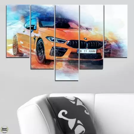 Декоративно пано за стена от 5 части - BMW M4 Абстракт - HD - 