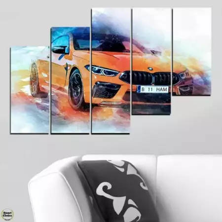 5. Снимка на Декоративно пано за стена от 5 части - BMW M4 Абстракт - HD - 