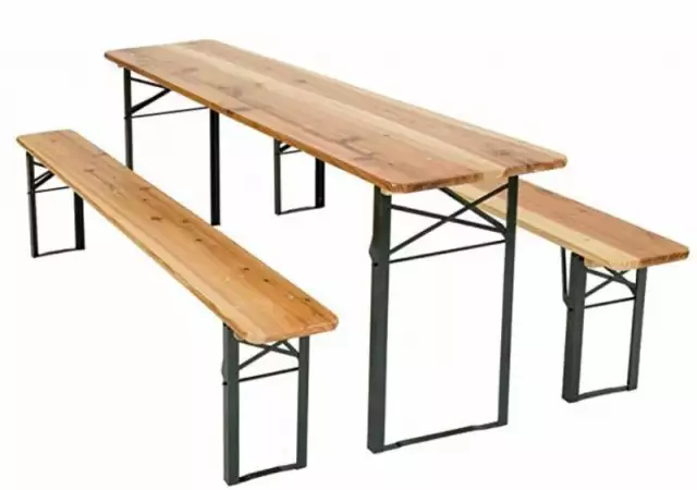 1. Снимка на Дървена маса с две пейки - Комплект Бирфест под наем