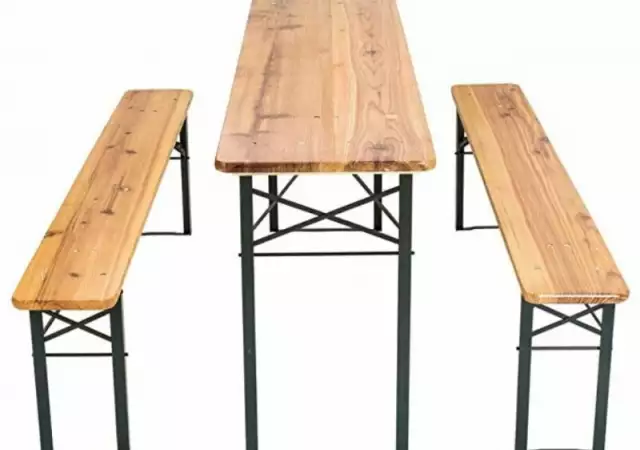 2. Снимка на Дървена маса с две пейки - Комплект Бирфест под наем
