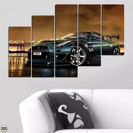 4. Снимка на Декоративно пано - картина за стена от 5 части - Nissan Skyl