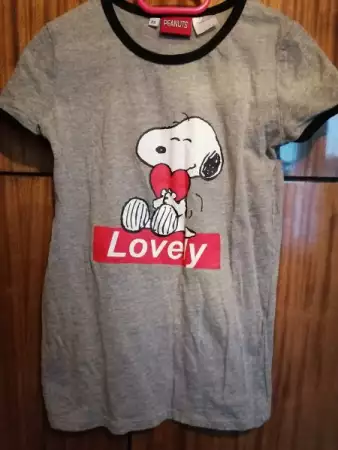 2. Снимка на Черна, сива, тениска Snoopy