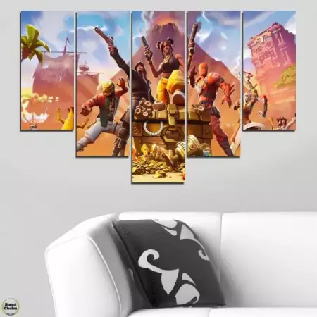 3. Снимка на Декоративно пано за стена от 5 части за геймъри - Fortnite H