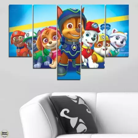 Декоративно пано - картина за стена от 5 части - Пес патрул