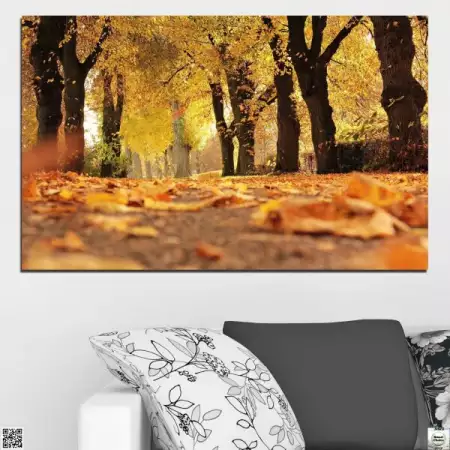 Декоративно пано за стена от 1 част с есенна алея в парка - 