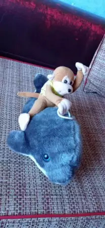 1. Снимка на Плюшена играчка делфинче и маймуна 30 20см