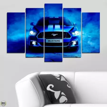 1. Снимка на Декоративно пано - картина за стена от 5 части - Ford Mustan