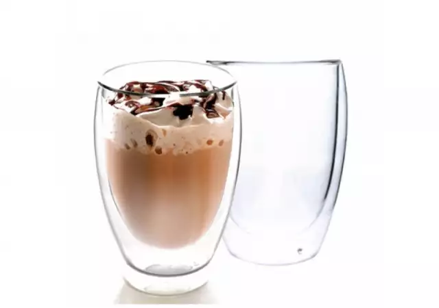 Голяма двустенна термо чаша за кафе и алкохол - 350 мл
