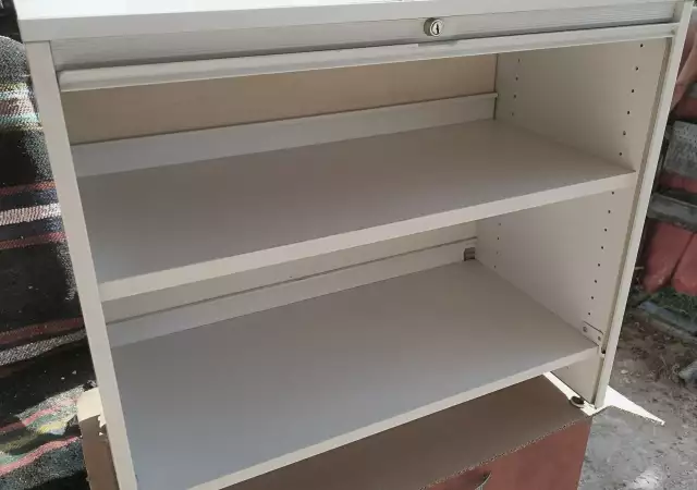 Офис шкаф - шкафче с ролетна щора бял 80 40 72см