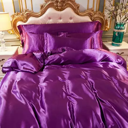 3. Снимка на Insta Purple Висококачествен Спален Комплект от Сатен 4 Част