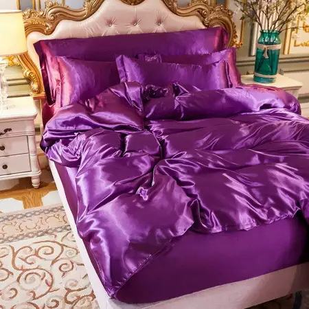 4. Снимка на Insta Purple Висококачествен Спален Комплект от Сатен 4 Част