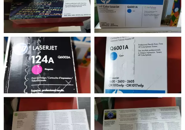 1. Снимка на Цветни тонер касети HP Color LaserJet - Q6003A и Q6001A Нови