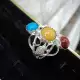 . Снимка на модел 189 Сребърен пръстен с три камъка син и жълт нефрит и