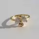 . Снимка на Позлатен женски пръстен с два камъка Циркон 14к злато