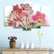 . Снимка на Декоративно пано за стена от 5 части - Рисувана розова орхид