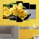 . Снимка на Декоративно пано за стена от 5 части с жълта орхидея и Дзен