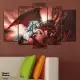 . Снимка на Картина пано за стена от 5 части - Еднорог срещу дракон