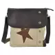 . Снимка на Дамска чанта от лен - бежово - кафява звезда
