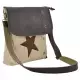 . Снимка на Дамска чанта от лен - бежово - кафява звезда