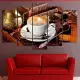 . Снимка на Декоративно пано за стена от 5 части - Изкуството на кафето