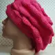 . Снимка на Дамска плетена шапка барета, циклама - 14